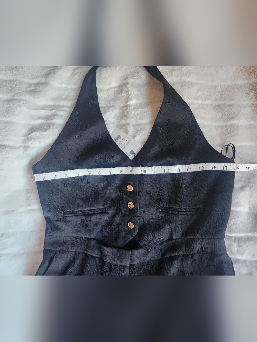 Zara jacquard vest jumpsuit/ vest halter jumpsuit black sz L BNWT - Picture 5 of 11